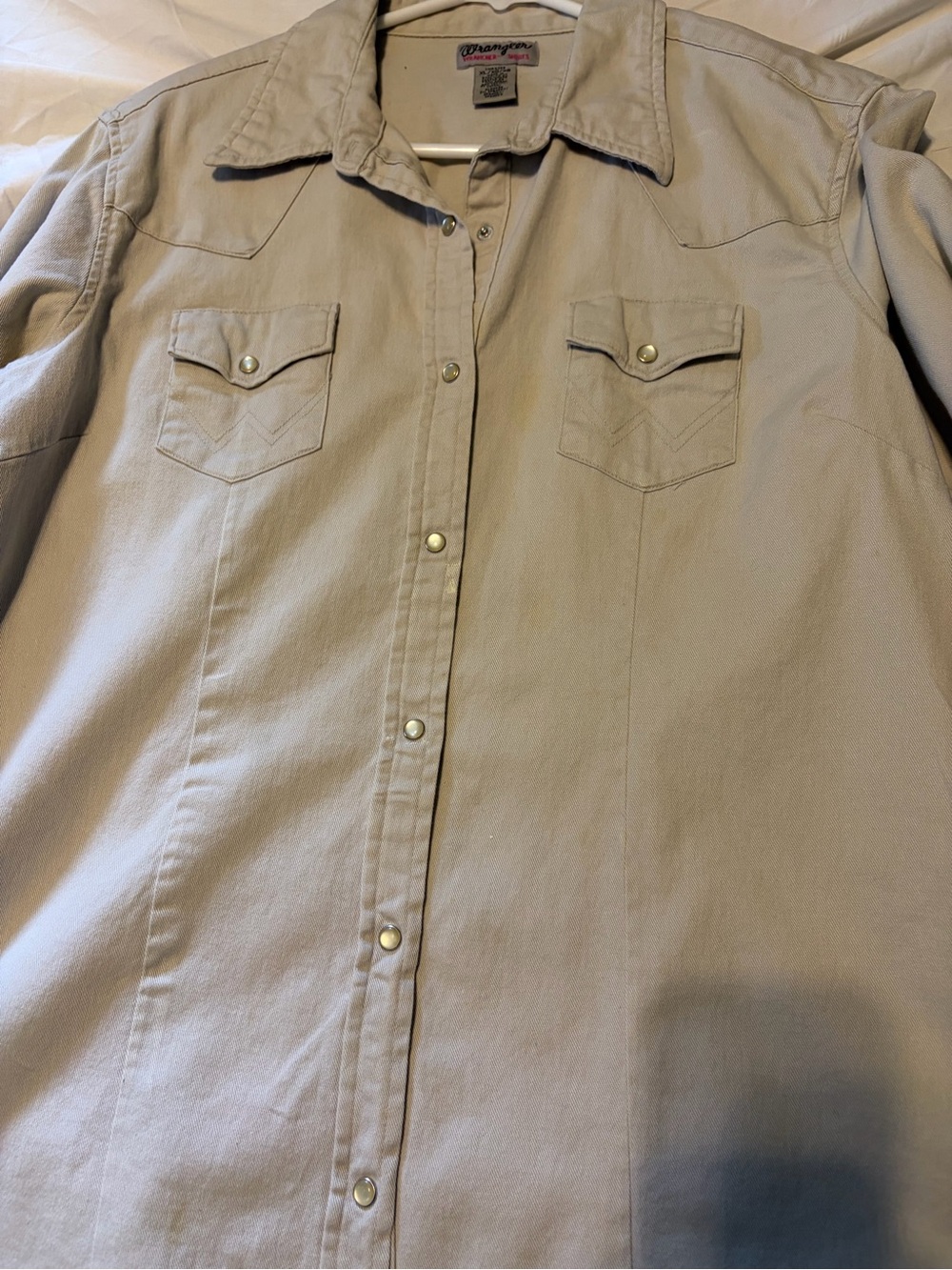 Vintage Wrangler Women's Khaki Tan Pearl Snap Western Shirt Size XL